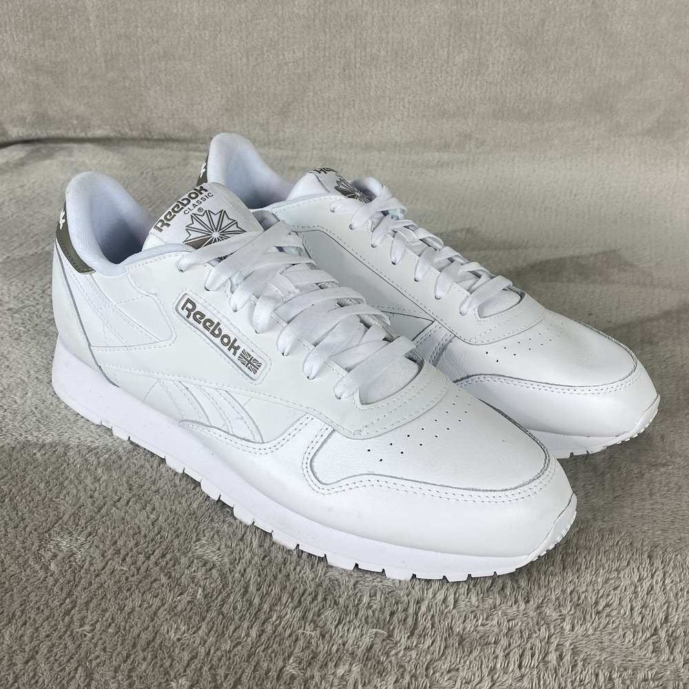 Reebok Classic Shoes Sneakers Mens Size 12 White Gritty Grey Leather NEW